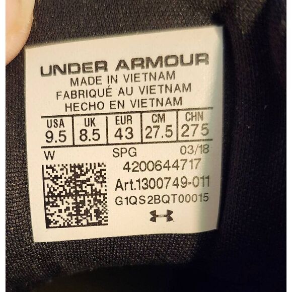 Football LW Cleat Under Armour Men's UA Hammer Phantom MC Black/White 9.5D US - Picture 4 of 5